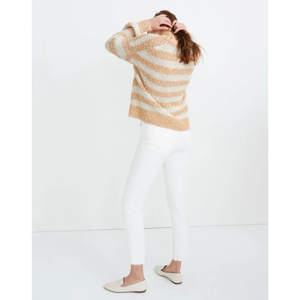 MADEWELL Baez Pullover Sweater in Stripe Marbled Caramel Size Extra Small - Picture 4 of 16